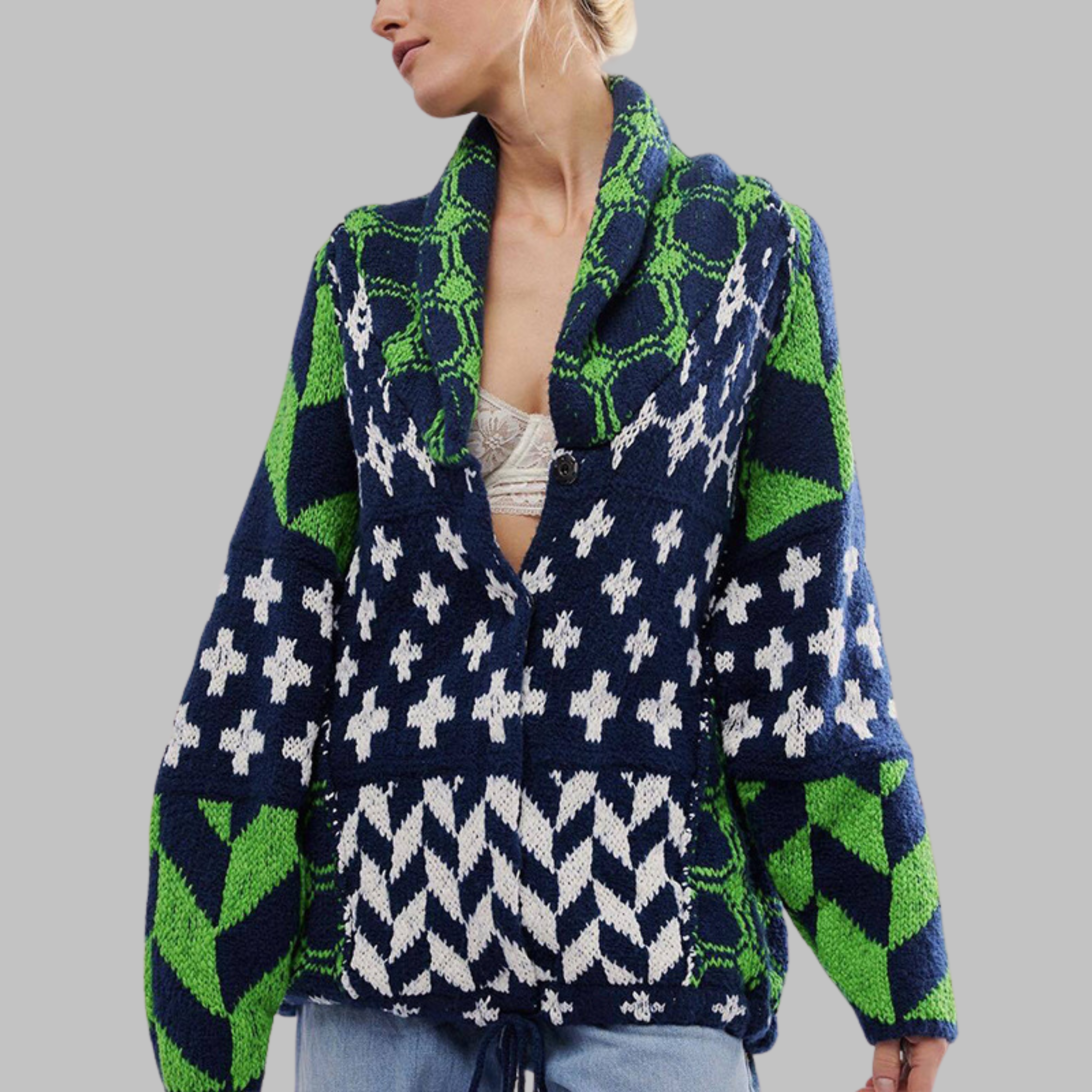 PORTIA™ - Vintage Button Down Collar Long Sleeve Oversized Cardigan