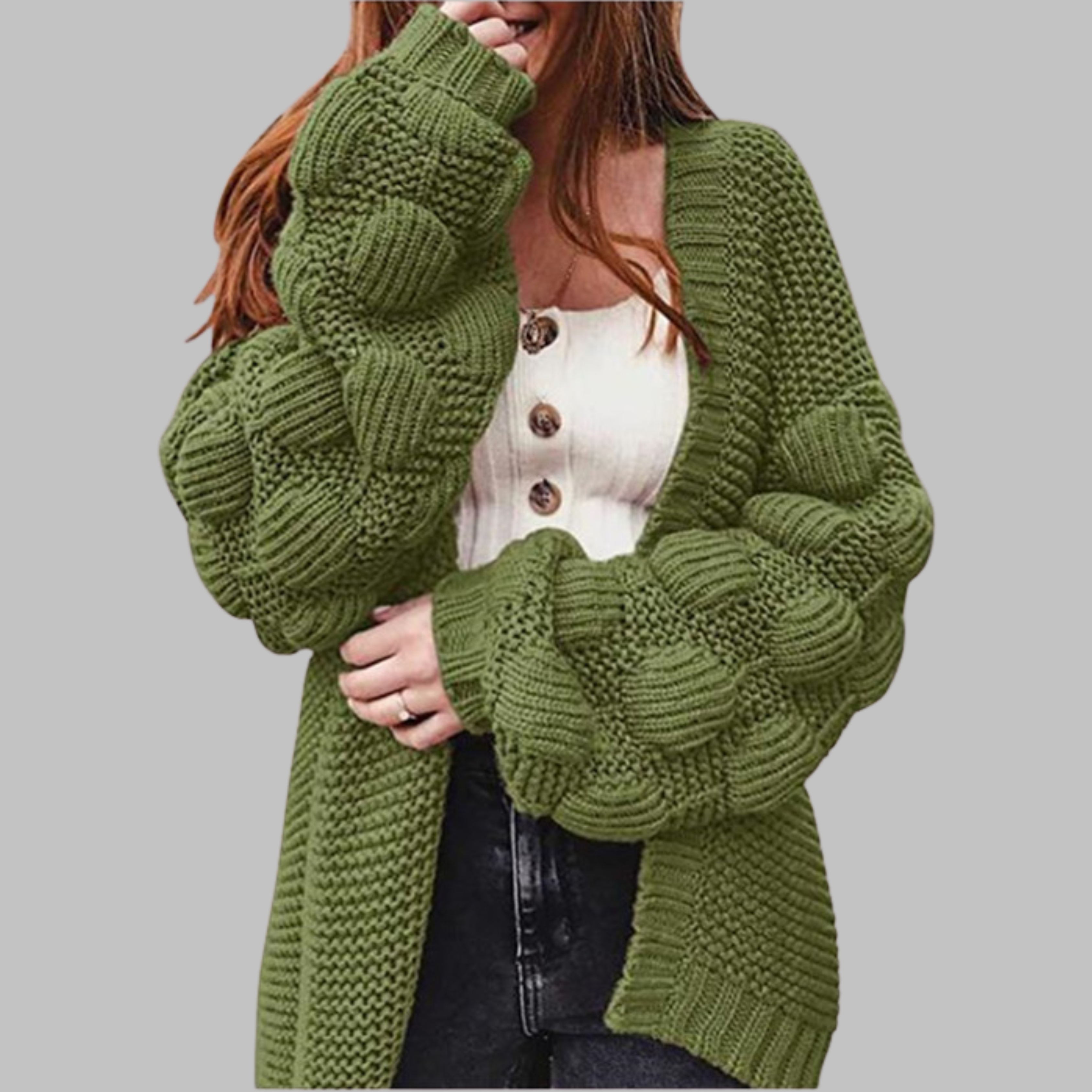 GISELLE™ - Vintage Oversized Chunky Open Front Cardigan